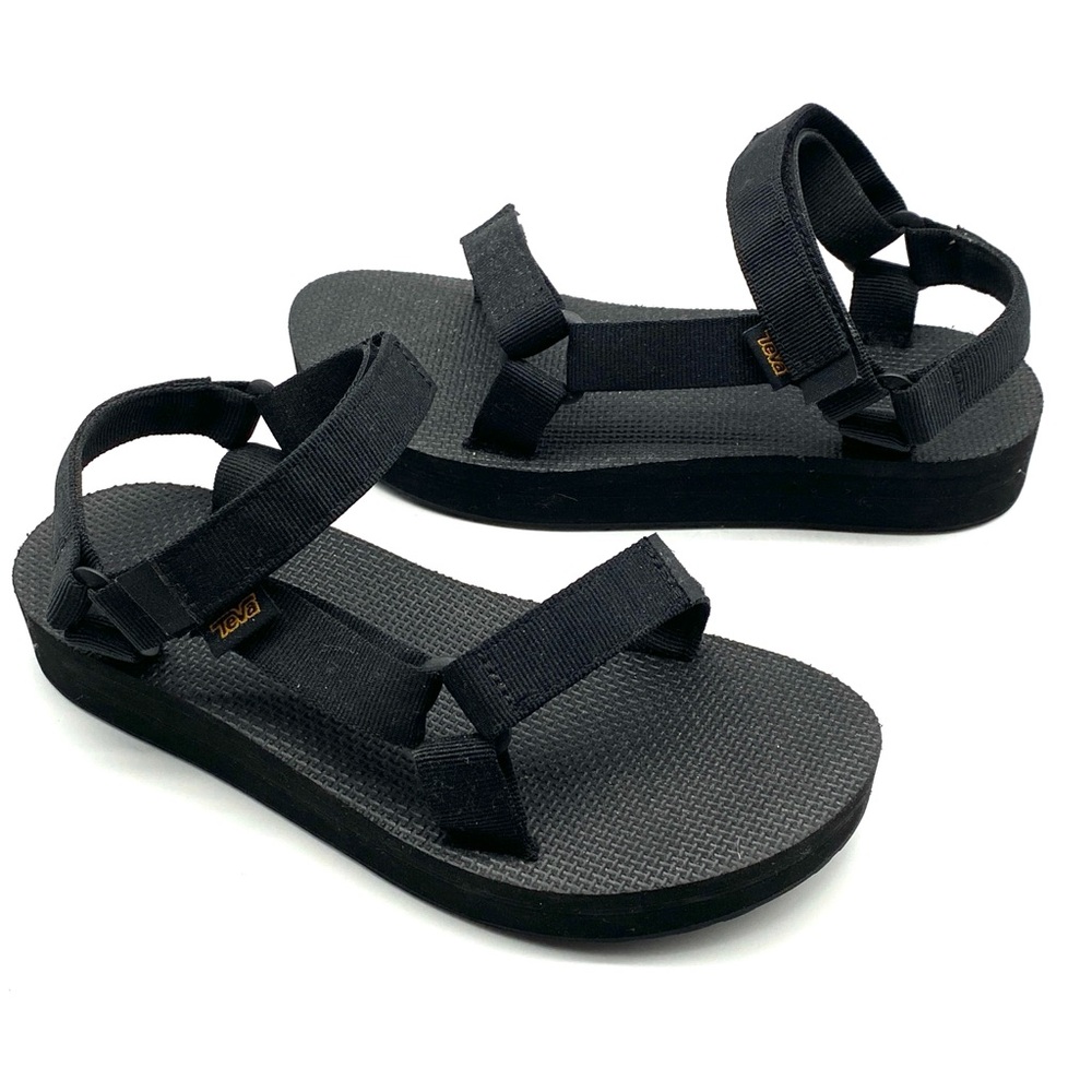 TEVA WOMEN MIDFORM UNIVERSAL BLACK STRAPPY HOOK AND LOOP SPORT SANDALS WOMENS 8